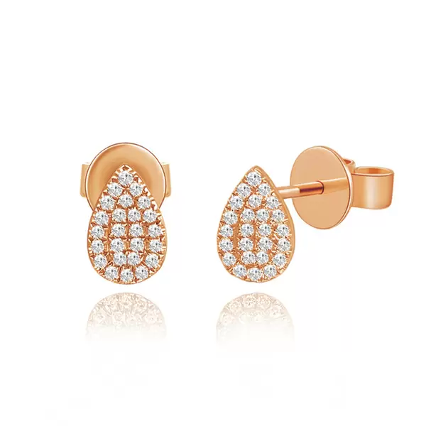 Leaf Jewelry Ohrstecker Drops mit Diamanten, 18 K Roségold Letzter Tag