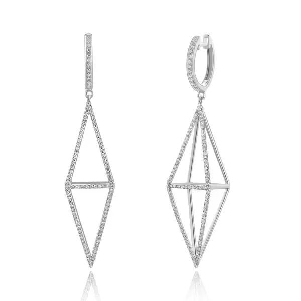 Leaf Jewelry Ohrringe Trapez mit Diamanten, 18 K Weißgold Bis zu 60% Rabatt