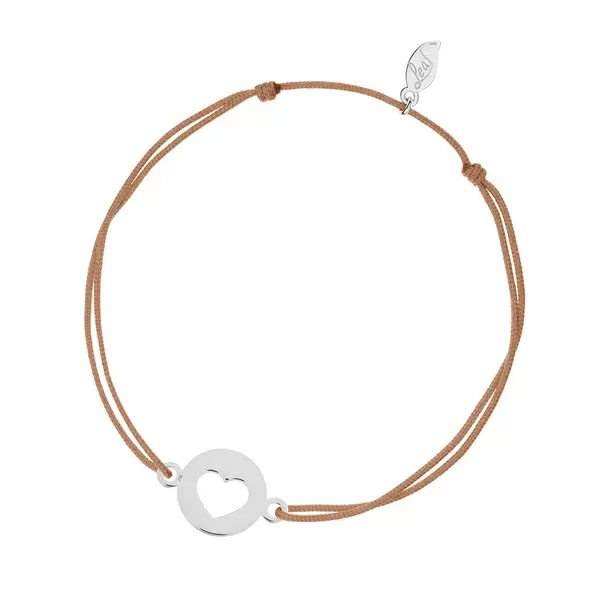 Leaf Jewelry Glücksbändchen Heart, 14 K Weißgold, Beige 50% Rabatt mit kostenlosem Versand