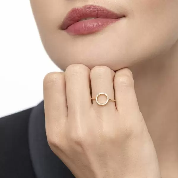 Leaf Jewelry Ring Circle mit Diamanten, 18 K Gelbgold Verkauf