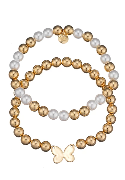 Leslii Perlenarmband Set Schmetterling | Gold Muttertagsangebot