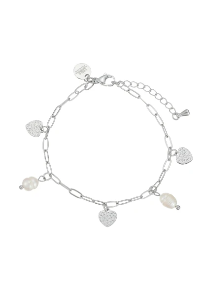 Leslii Armband Herz echte Perlen Silber Zeitlich begrenztes Angebot