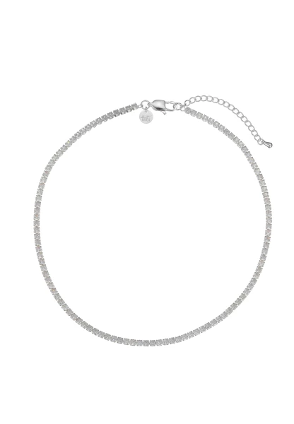 Leslii kurze Halskette Stainless Kristall versilbert in Silber/Weiß Kauf eins, bekomm eins gratis
