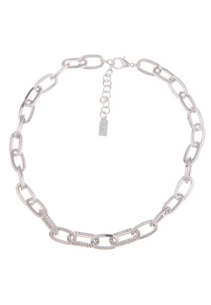 Leslii Kurze Halskette Strass Glieder Collier Silber Tiefpreis