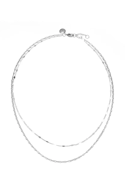 Leslii kurze Layering-Kette Recycled versilbert Wochenangebot