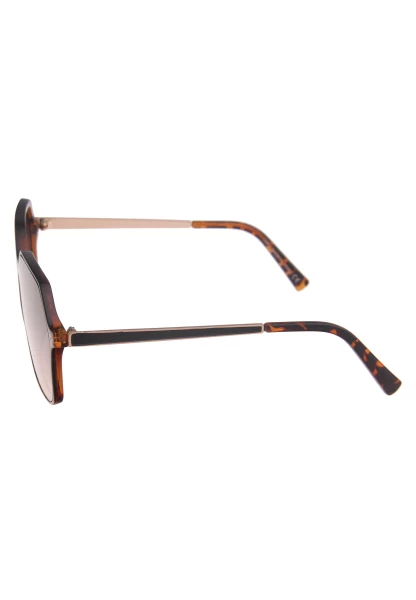 Leslii Sonnenbrille Damen Kanten-Look Horn-Optik braune Designerbrille Sunglasses Kunststoff Braun Nur noch ein Tag übrig