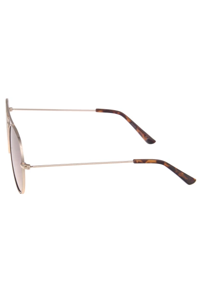 Leslii Sonnenbrille Damen Piloten-Brille Doppelsteg Designerbrille Sunglasses Metall Gold Braun Auslauf