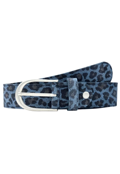 Leslii Premium Gürtel Leo Print Leder-Gürtel 4cm Veloursleder in Blau Günstiger Verkauf
