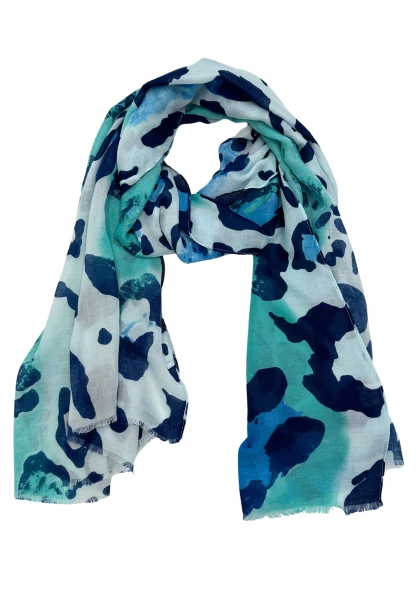 Leslii Schal Leo Look in Blau Türkis Sonderangebot