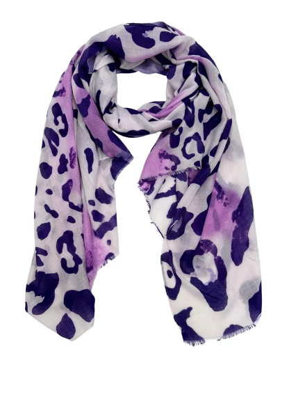 Leslii Schal Leo Look in Lila Weiß Rabatt