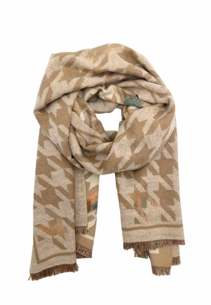 Leslii Schal mit Pepita-Muster Creme Beige Vatertagsangebot
