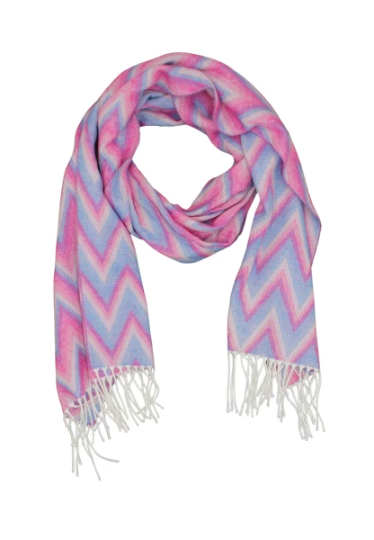 -50% SALE Leslii Schal Zickzack-Muster gemusterter Fransen-Schal Muster-Schal in Pink Blau Fabrikladen