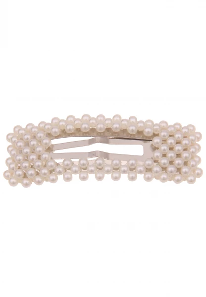 Leslii Haarspange Haar-Klammer Statement Perlen-Schmuck weißer Haar-Schmuck Weiß Silber Blitzverkäufe