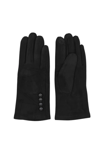 Leslii Handschuhe schwarz mit Knöpfen Kostenloser Versand