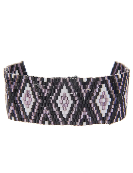 -70% SALE Leslii Armband Web-Muster Raute in Schwarz Lila Bis zu 65% Rabatt