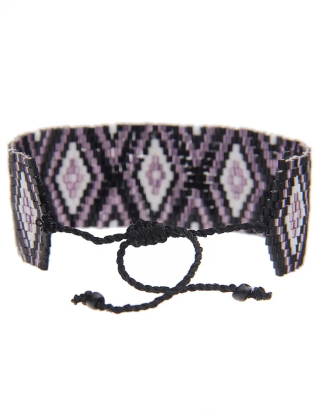 -70% SALE Leslii Armband Web-Muster Raute in Schwarz Lila Bis zu 65% Rabatt