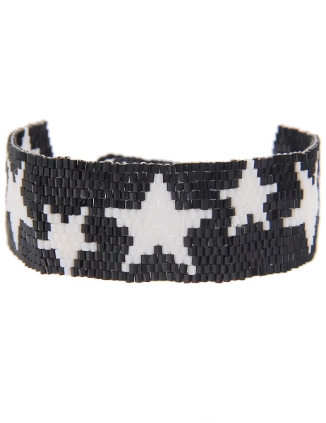 -70% SALELeslii Armband Web-Muster Sterne in Schwarz Weiß Nur für heute