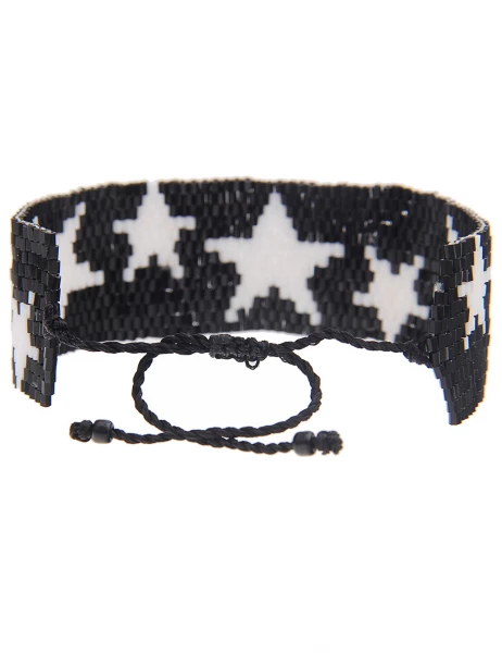 -70% SALELeslii Armband Web-Muster Sterne in Schwarz Weiß Nur für heute