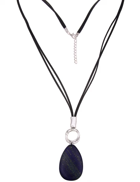 -50% SALE Leslii Lange Halskette Naturstein in Schwarz Blau Nur noch ein Tag übrig