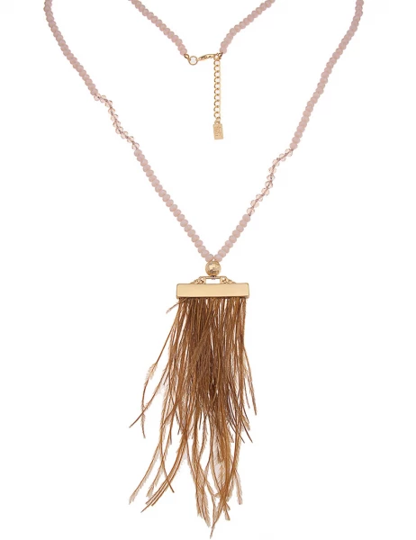 -50% SALE Leslii Lange Halskette Statement-Federn in Braun Im Verkauf