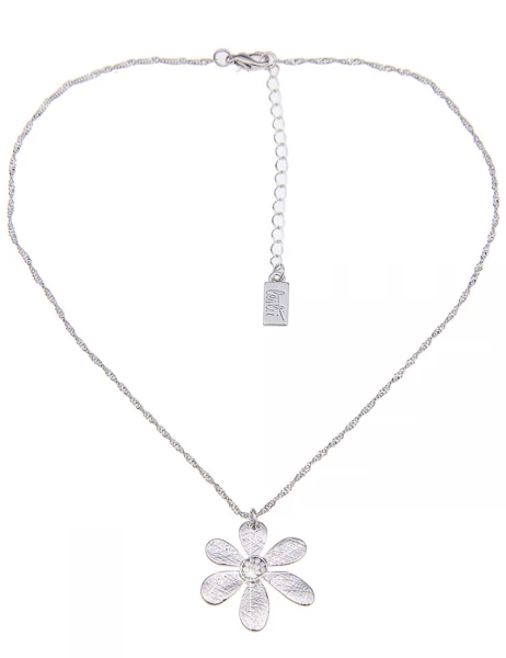 -50% SALE Leslii Kurze Halskette Glitzer-Blüte in Silber 50% Rabatt für begrenzte Zeit