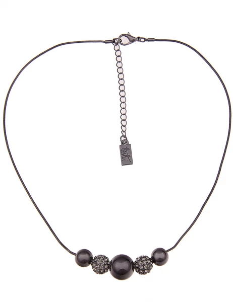 -50% SALE Leslii Kurze Halskette Glitzer Kugeln in Schwarz Grau Blitzverkäufe