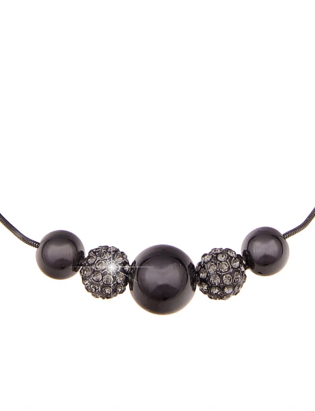 -50% SALE Leslii Kurze Halskette Glitzer Kugeln in Schwarz Grau Blitzverkäufe