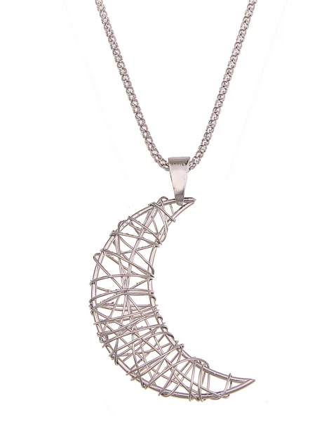 -50% SALE Leslii Lange Halskette Halbmond in Silber Limitierter Zeitrabatt