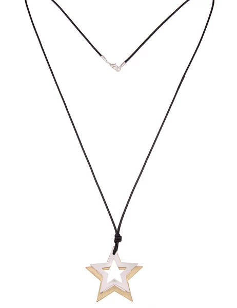 -50% SALE Leslii Lange Halskette Bicolor Sterne in Gold Silber Fabrikpreis