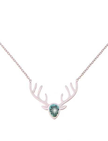 -50% SALE Leslii Damen-Kette Hirsch-Geweih Trachten-Collier Oktoberfest Dirndl-Kette Wiesn Silber Gr Osterangebot