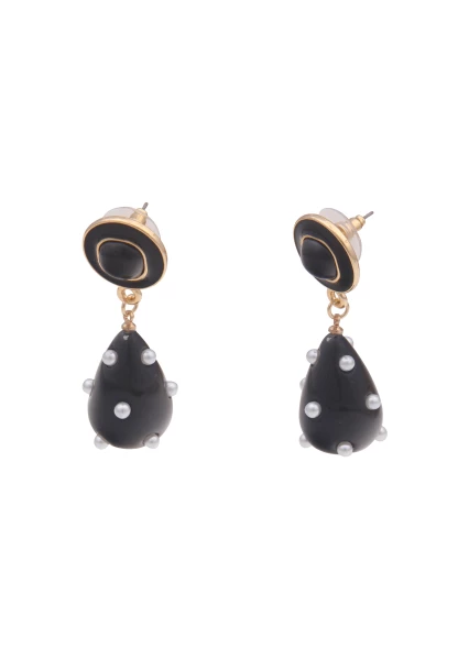Leslii Ohrringe Ohrhänger Statement Tropfen in Gold Schwarz Black Friday Preise