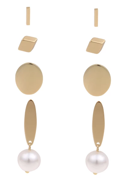 Leslii Damen-Ohrringe 4er Set goldene Ohrstecker weiße Perlen Gold Zeitlich begrenztes Angebot
