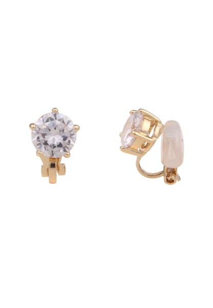 Leslii Damen-Ohrringe Ohr-Clip weiße Glas-Ohrringe Glitzer Modeschmuck-Ohrringe Gold Weiß Tiefpreis