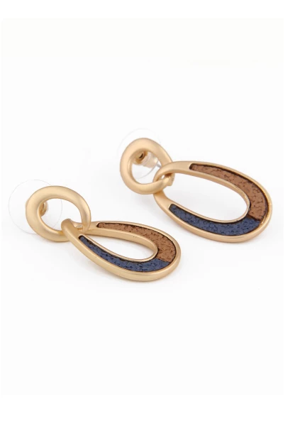 Leslii Damen-Ohrringe mit ovalem Anhänger und Steinchen Modeschmuck-Ohrringe Braun Blau Gold Nur noch ein Tag übrig