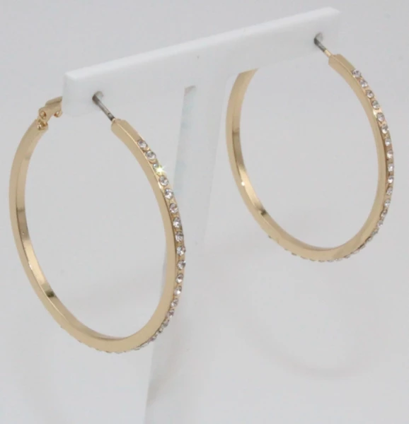 Leslii Damen-Ohrringe Glitzer Creolen Strass-Ohrringe Modeschmuck-Ohrringe Ohrschmuck Gold 50% Rabatt mit kostenlosem Versand