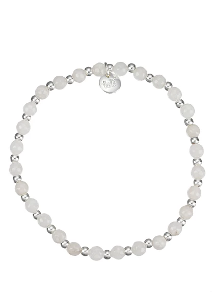 Leslii Armband Stein Kugeln Stretch in Silber Weiß Top Angebot