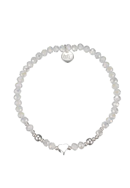 Leslii Damen-Armband Karoline Kristall Glasperlen dehnbar Weiß Begrenzte Freigabe