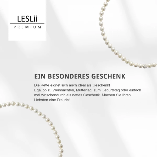 Leslii Damen-Kette Perlen-Collier weiße Perlen-Kette Strass-Kugel Weiß Blitzverkäufe