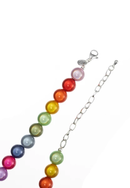 Leslii Reflective Pearl kurze Perlen-Kette Magic 3D-Effekt Ø 10mm Regenbogen Bunt Kostenloser Versand