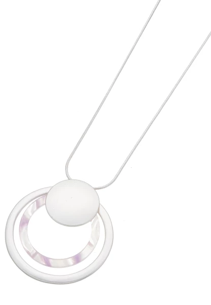 Leslii Lange Kette Ring-Anhänger Matt Silber Lila Rabatt