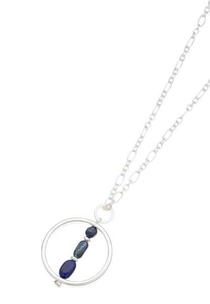 Leslii Lange Halskette Natursteine Silber Blau Günstig kaufen