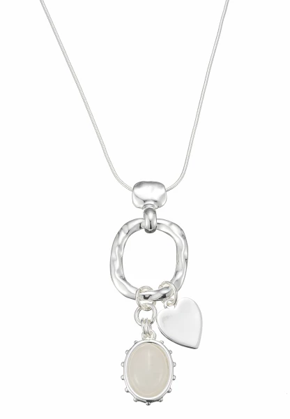 Leslii lange Schlangenkette Heart Stone | Silber Preisnachlass