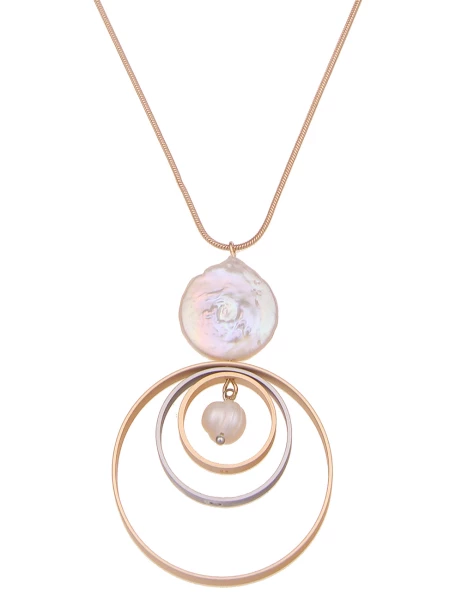 Leslii Lange Kette Tricolor Ringe mit Perle Saisonale Angebote