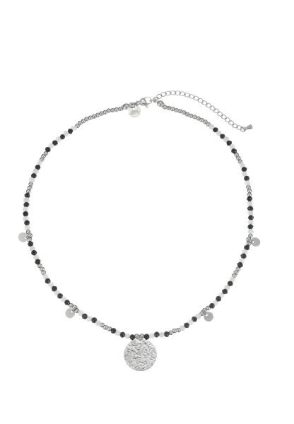 Leslii Kurze Kette Glasperlen Edelstahl Schwarz Weiß Sonderangebote