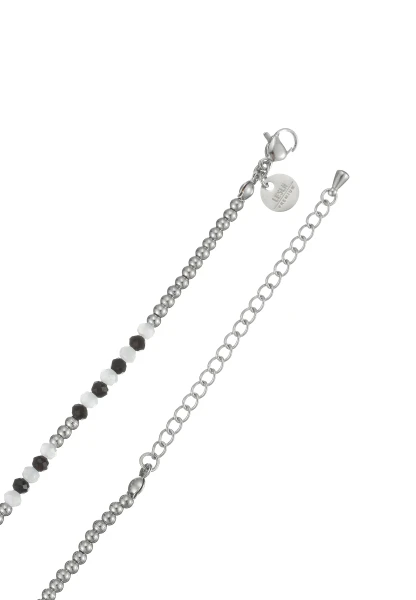 Leslii Kurze Kette Glasperlen Edelstahl Schwarz Weiß Sonderangebote
