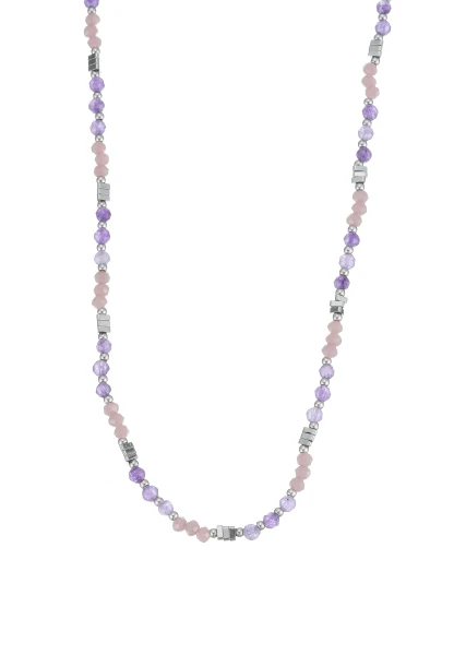 Leslii Kurze Kette Natursteine Stainless Steel Lila Tiefpreis