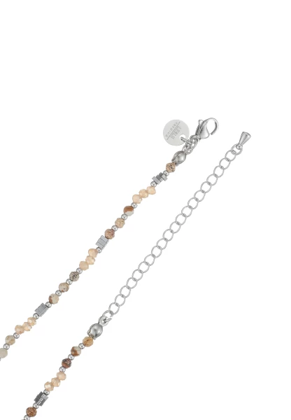 Leslii Kurze Kette Natursteine Stainless Steel Braun Super Sparpreis