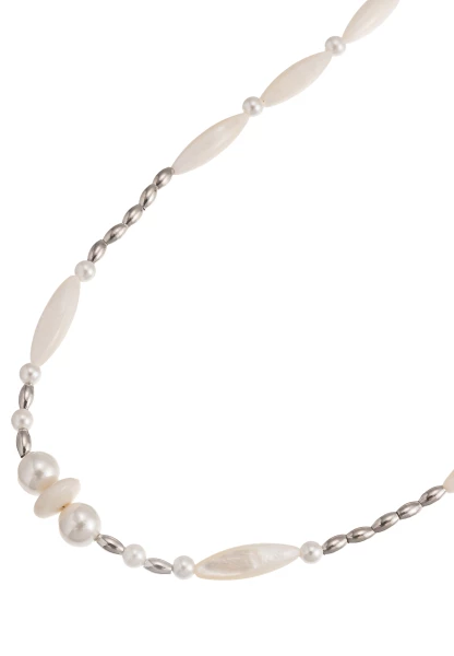 Leslii Kurze Kette Premium Collier Perlen Herz Collier in Weiß Silber Bis zu 50% Rabatt
