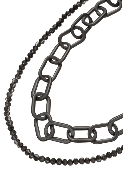 Leslii Layering Glieder-Kette Glasperlen Schwarz Nur für heute