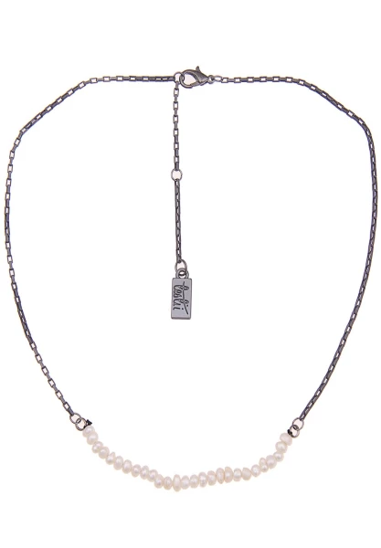 Leslii Damen-Kette Little Pearls Süßwasser-Zuchtperlen Perlen-Kette Collier Schwarz Weiß Online